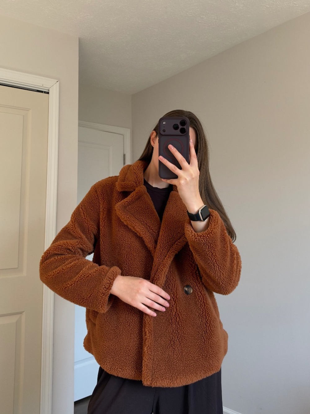 GAP Women’s Teddy Peacoat Jacket – Brown – Size XS